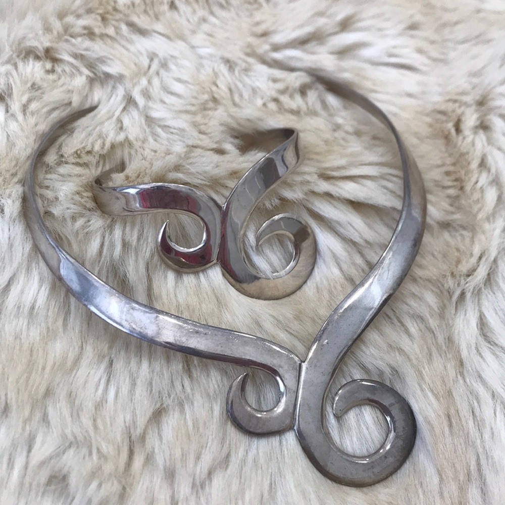 Sterling Silver Cuff Necklace & Bracelet Set